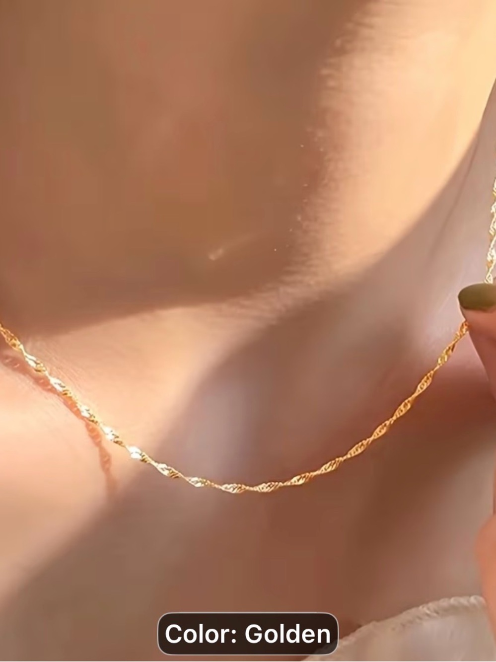 Classic Golden wave bone Rope Chain Necklace - Women Jewelry